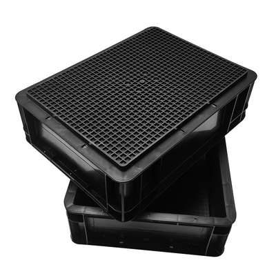 ESD পরিবাহী প্লাস্টিক বক্স কালো Antistatic ঢেউতোলা টোট বক্স